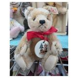 Steiff Bear with Red Ribbon and Christmas Tag