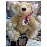 Steiff Bear with Red Plaid Ribbon