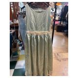 Sleeveless Pale Green Satin Dress