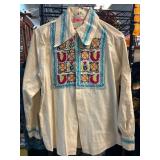 Mexican Cotton Shirt with Embroidered Front