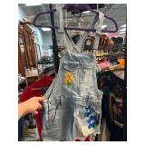 Denim Shortalls With Floral Embroidery