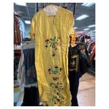 Yellow Embroidered Dress with Floral Details