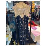 Blue Dress With Crochet Top and Floral Accents