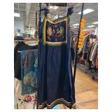 Embroidered Navy Sleeveless Dress