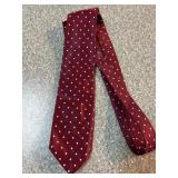 Tan All-Polyester Burgundy Polka Dot Tie