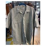 Striped Short-Sleeve Button-Up Shirt by b.u.m. equ