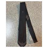 Black Imported Silk Necktie With Patterned Design