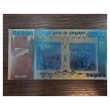 24k Gold Zimbabwe $100 Trillion Note Replica