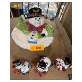 Snowman-Themed Ceramic Dish Set