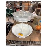Two-Tier White Metal Serving Tray