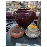Wooden Lidded Bowl With Engraved Pattern