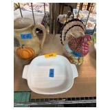 Ceramic Items Including corning ware Dish, Pitcher