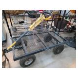 Metal Utility Cart With Handle And Wheels