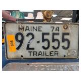 1974 Maine Trailer License Plate