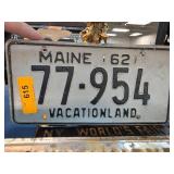 1962 Maine License Plate Vacationland Theme