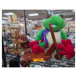 Doll, Plush Frog, Rocker, and Wooden Scooter Lot