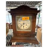 Wooden Mantel Clock With Brass Faceplate