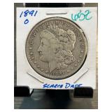 1891-O Morgan Silver Dollar in Holder