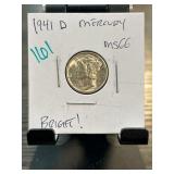 1941-D Mercury Dime, Graded MS66