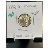 1942-D Mercury Dime MS65 in Holder