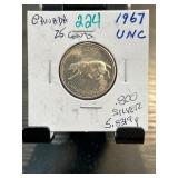 1967 Canadian 25 Cent .800 Silver Coin