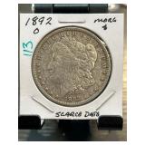 1892-O Morgan Silver Dollar, Scarce Date