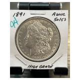1891 Morgan Silver Dollar, High Grade
