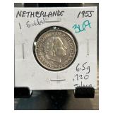 1955 Netherlands 1 Gulden Silver Coin