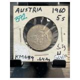 Austrian 1960 5 Schilling Coin in Holder
