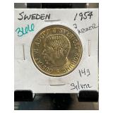1954 Sweden 2 Kronor Silver Coin