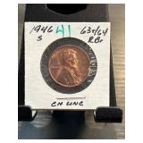 1946-S Lincoln Wheat Penny CH UNC 63/64 RB