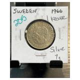 1966 Sweden 1 Krona Silver Coin