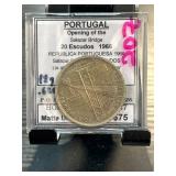 Portugal 1966 20 Escudos Salazar Bridge Silver Coi