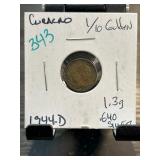 1944-D Curacao 1/10 Gulden Silver Coin