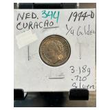 1944-D Curacao 1/4 Gulden Silver Coin