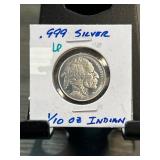 .999 Fine Silver 1/10 Oz Indian Design Coin