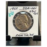 1962 Jefferson Nickel DDR-001 Rare Double Die