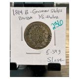 1814 Prussia German States 6 Thaler Silver Coin