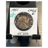 1951 Lincoln Wheat Cent in CH. UNC Condition