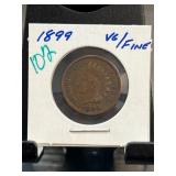 1899 Indian Head Cent Coin in VG/Fine Condition