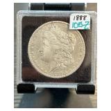 1888 Morgan Silver Dollar in Display Case