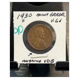 1930 Lincoln Wheat Cent Mint Error