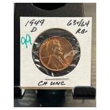 1949-D Lincoln Wheat Penny CH Unc 63/64 RB