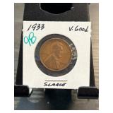 1933 Lincoln Wheat Cent in Holder