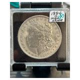 1884 Morgan Silver Dollar in Display Case