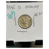 1945-D Mercury Dime in XF/AU Condition