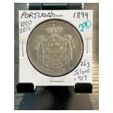1899 Portugal 1000 Reis Silver Coin