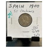 Spain 1900 50 Centimos Coin