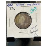 1902 Spain Alfonso XIII One Peseta Silver Coin