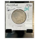1970 Austria 10 Schilling Silver Coin